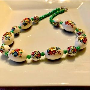 Hand made & old fashioned made German beads necklace & earrings set .